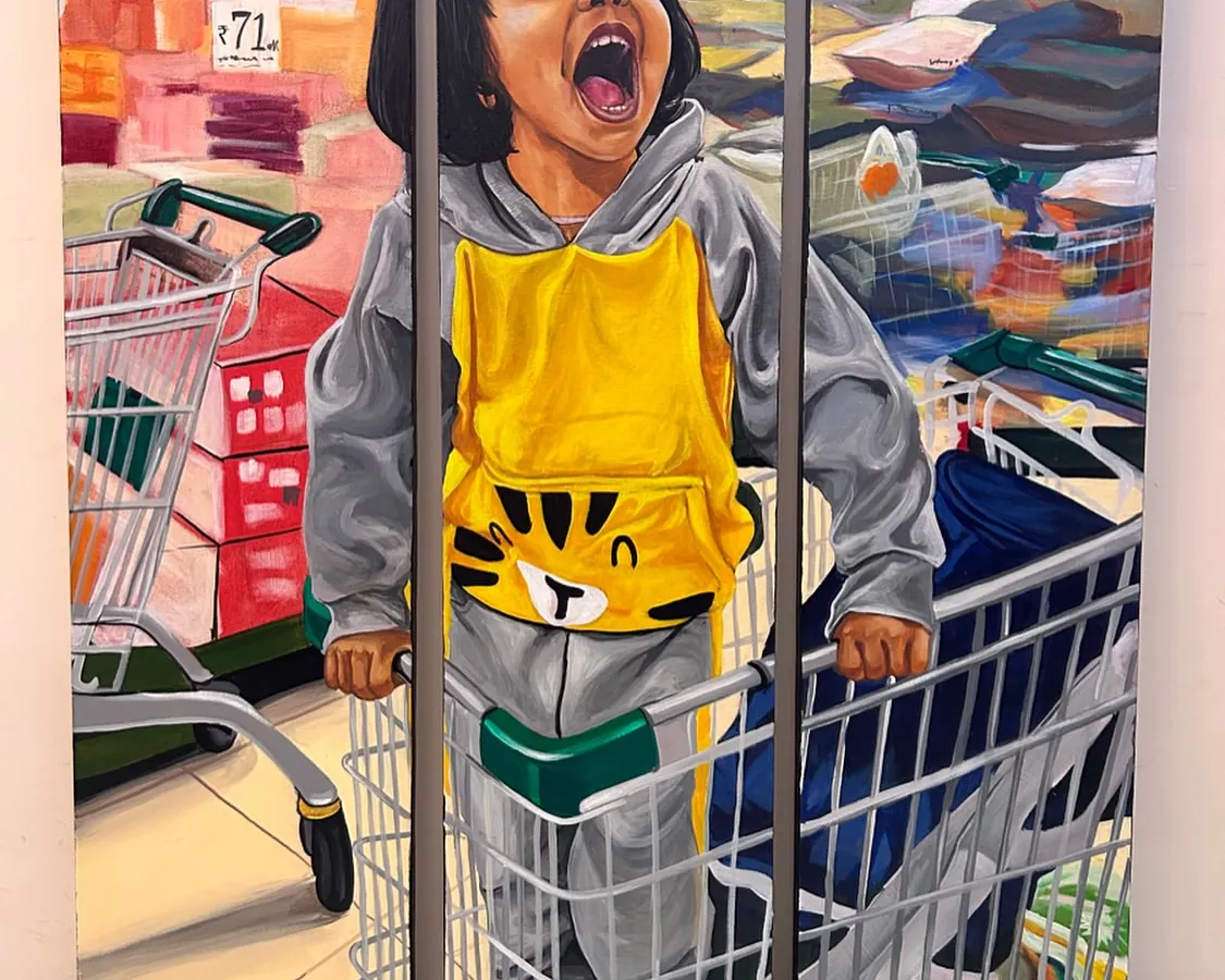 I love capturing pure, unfiltered joy. This custom triptych acrylic painting was created from a candid photo of a child's fun moment in a shopping cart. It shows how even an everyday memory can be turned into a vibrant, large-scale piece of art for your home.