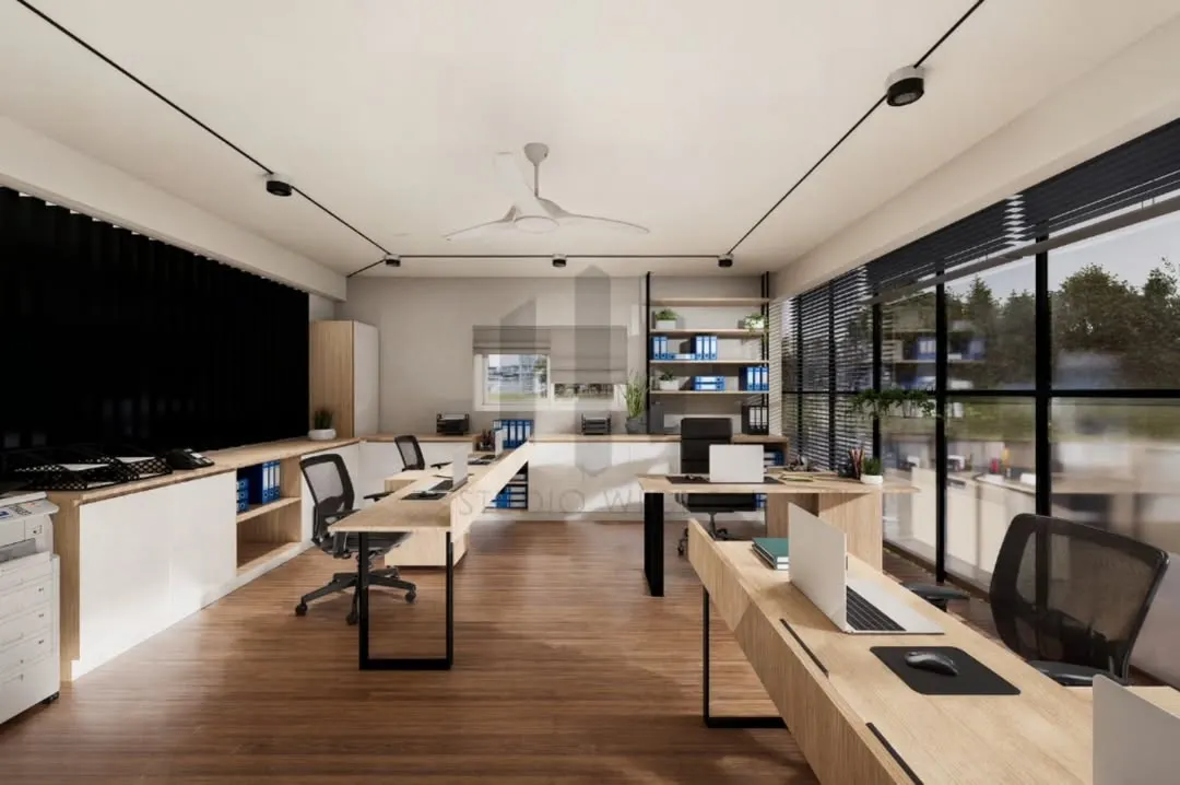 I believe a workspace should inspire clarity and focus. For this law firm, I designed an open-plan office using Noir Oak and matte black accents. The layout encourages quiet collaboration while large windows flood the space with natural light, creating an atmosphere that is both powerful and calm.