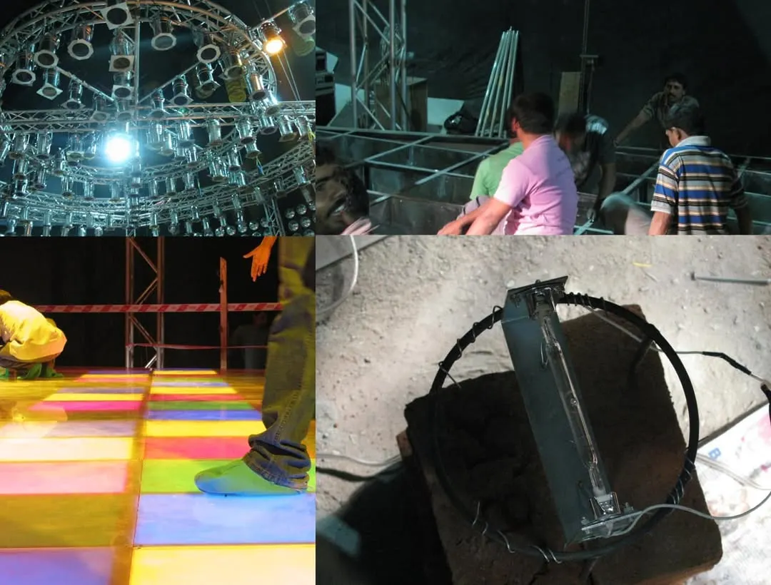 This is the kind of complex, real-world problem solving we teach. For the film 'Delhi Belly', we lit an entire flyover with industrial lamps and built a multi-layer scaffolding tower for an 18kw fresnel to simulate sunlight, showcasing advanced lighting and rigging techniques.