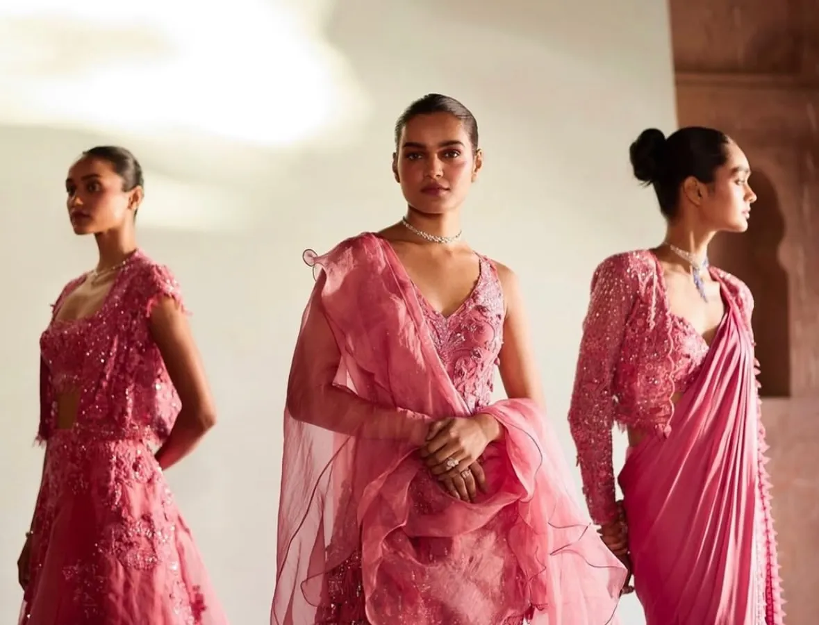 This is a frame from a campaign I styled for an Indian couture brand. My goal was to create a dreamy, cohesive story with rich textures and soft silhouettes, showcasing three distinct but related looks for a bridesmaid collection.