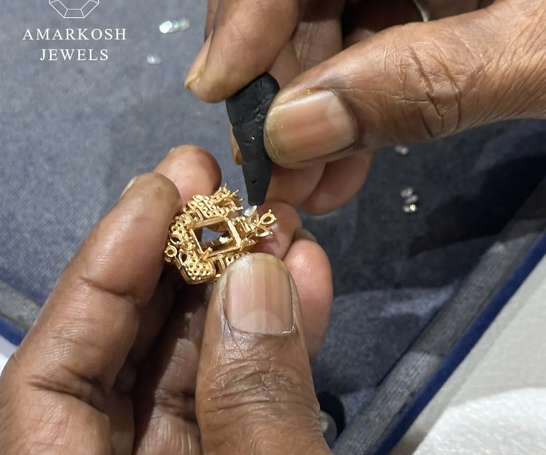 True luxury is in the details you can't see at first glance. Here, one of our master artisans is meticulously setting each diamond by hand. This level of precision and care is central to our process, ensuring every piece of custom jewellery we craft is not only beautiful but also built to last for generations.