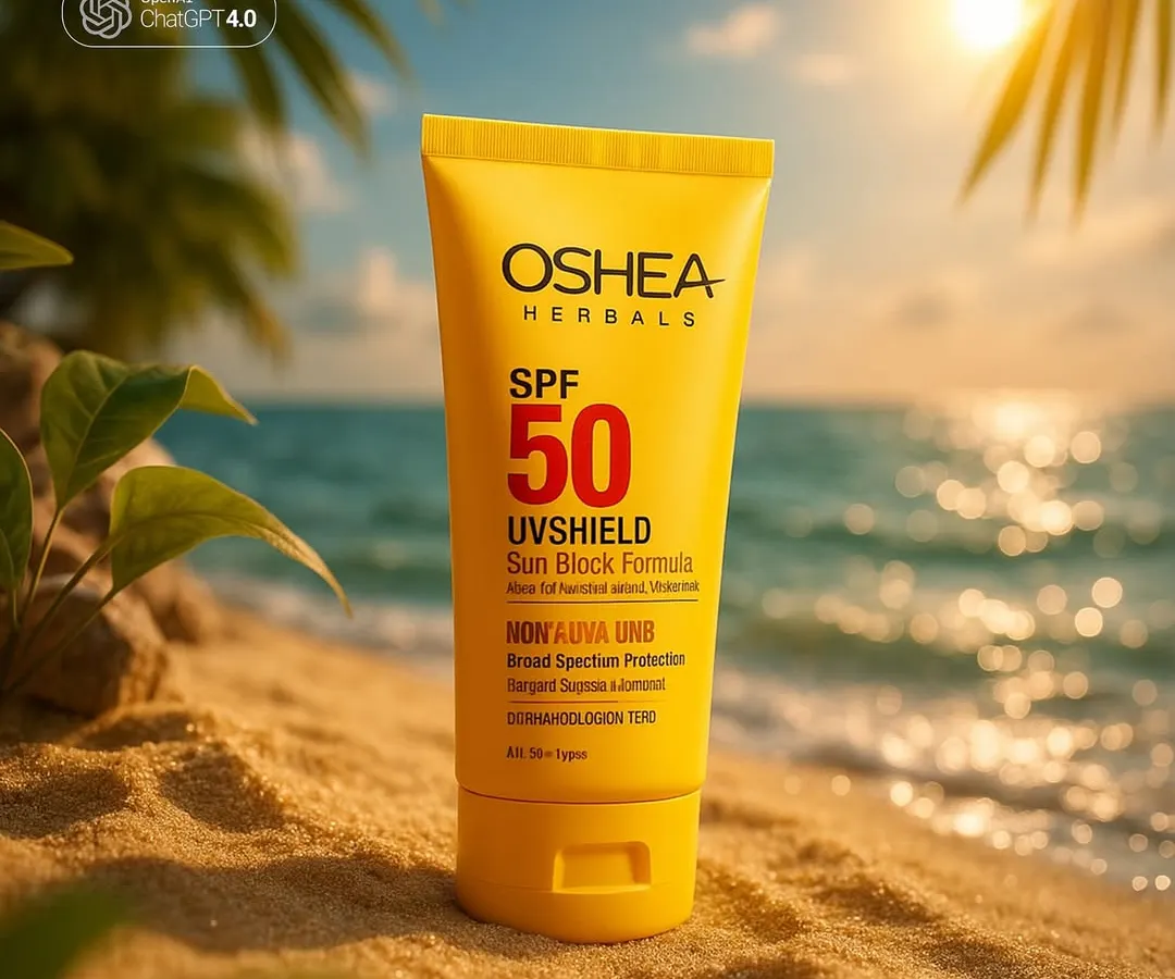 This entire beach scene? Generated with AI. We took a basic product photo of Oshea Herbals sunscreen and used ChatGPT 4.0 to create a hyper-realistic, golden-hour backdrop. This is how we deliver high-end campaign visuals on a tight timeline.