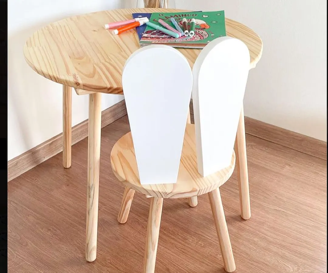 I designed this solid wood bunny chair and table set to be the perfect spot for creativity and snacks. The chair is sturdy enough for daily use, and the bunny ears add a playful touch that kids just love. It’s furniture that’s both functional and full of character.