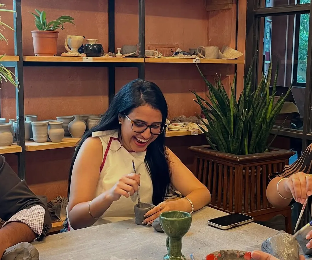 This is the smile we love to see. Our workshops are filled with laughter and happy moments, because we believe pottery should be fun, not perfect. It's the best way to unwind and let your creative side play.
