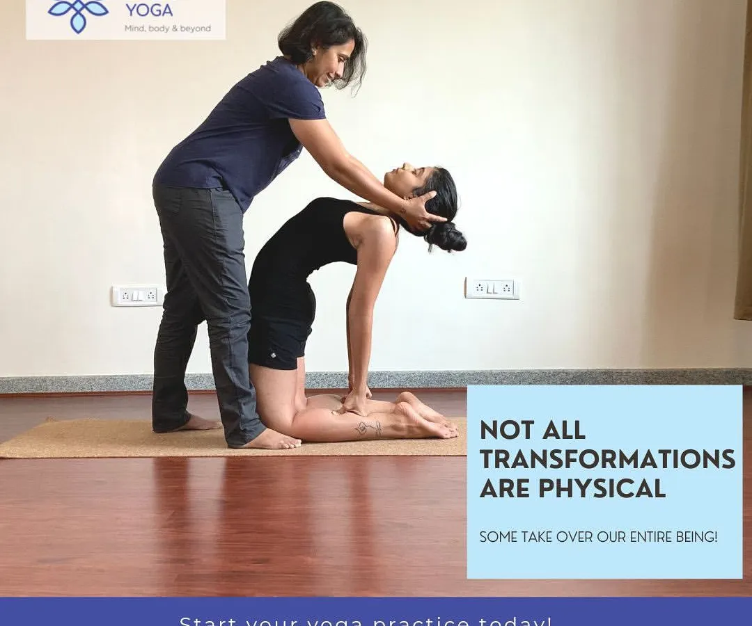 True transformation goes beyond the physical posture. Here, we are guiding a student deeper into Ustrasana (Camel Pose), ensuring safe alignment while helping her open up to the full experience of the asana. Our hands-on approach is gentle, intuitive, and focused on your unique body.