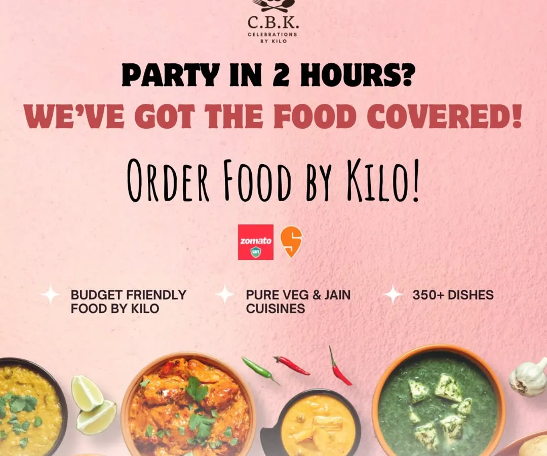 Planning a party in just a couple of hours? We have you covered. This graphic shows our promise: a huge variety of budget friendly, pure veg and Jain dishes delivered right when you need them via Zomato and Swiggy.