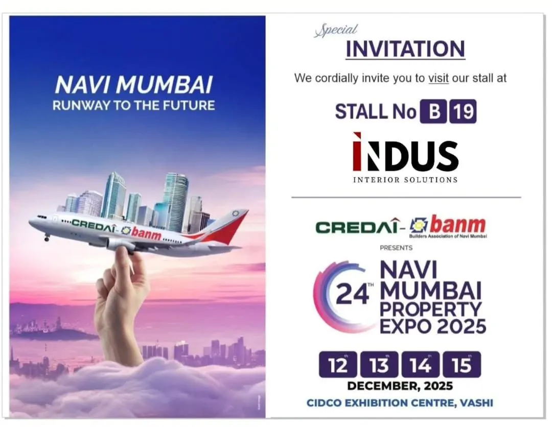 We were proud to be a part of the CREDAI-BANM Navi Mumbai Property Expo 2025, a key event for the real estate industry. This invitation showcases our presence at Stall B 19, where we designed and built a custom exhibition booth for our own brand, Indus Interior Solutions. It reflects our deep involvement and expertise in creating stands for major B2B exhibitions.