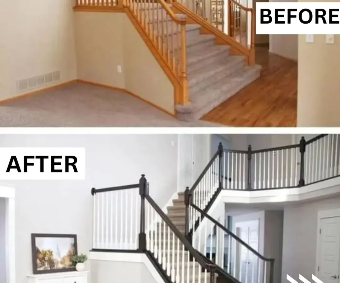 Our work goes beyond just walls. We updated this home's entire entryway by painting the wooden staircase railings a sleek black and refreshing the walls with a clean, light grey. This project demonstrates our attention to detail and ability to modernize key architectural features.