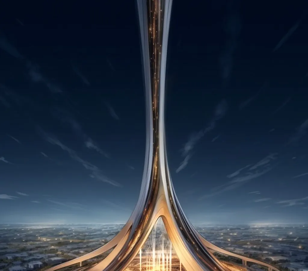 My conceptual work explores the intersection of technology and architecture, as seen in the Meta Tower for "Vegas Meets the World". This design envisions a metaverse hub where interwoven lines of light represent global cultures converging, creating a dynamic virtual landmark.