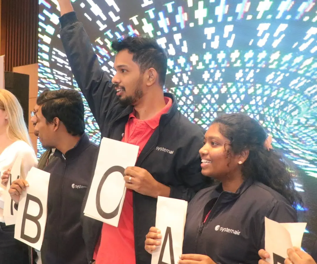Here is a fun icebreaker game in full swing with the Systemair team. I use simple, engaging activities like this to get team members collaborating and laughing together, breaking the ice right from the start of any team party or celebration.