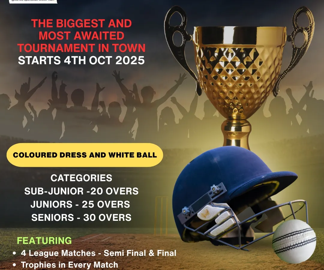 We present the RKade Premier League, our flagship youth cricket tournament. This poster details the professional format, including colored dresses, white ball matches, and multiple age categories, ensuring a premier experience for every player.