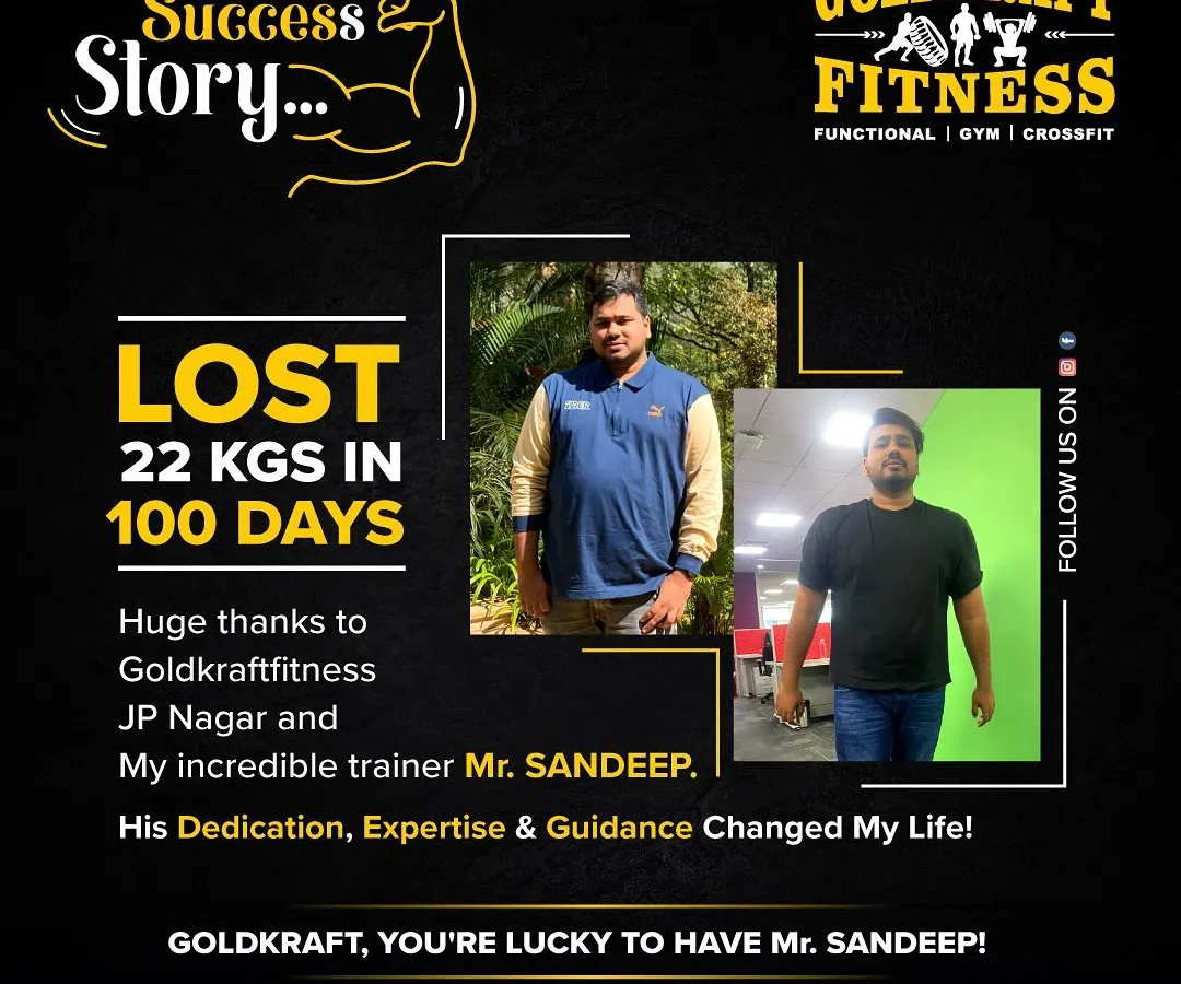 This is what real dedication looks like. We're incredibly proud of our member's success story, losing 22 kgs in just 100 days with the guidance of our expert trainer, Sandeep. This is the kind of life-changing result we strive for with every member of our fitness family.