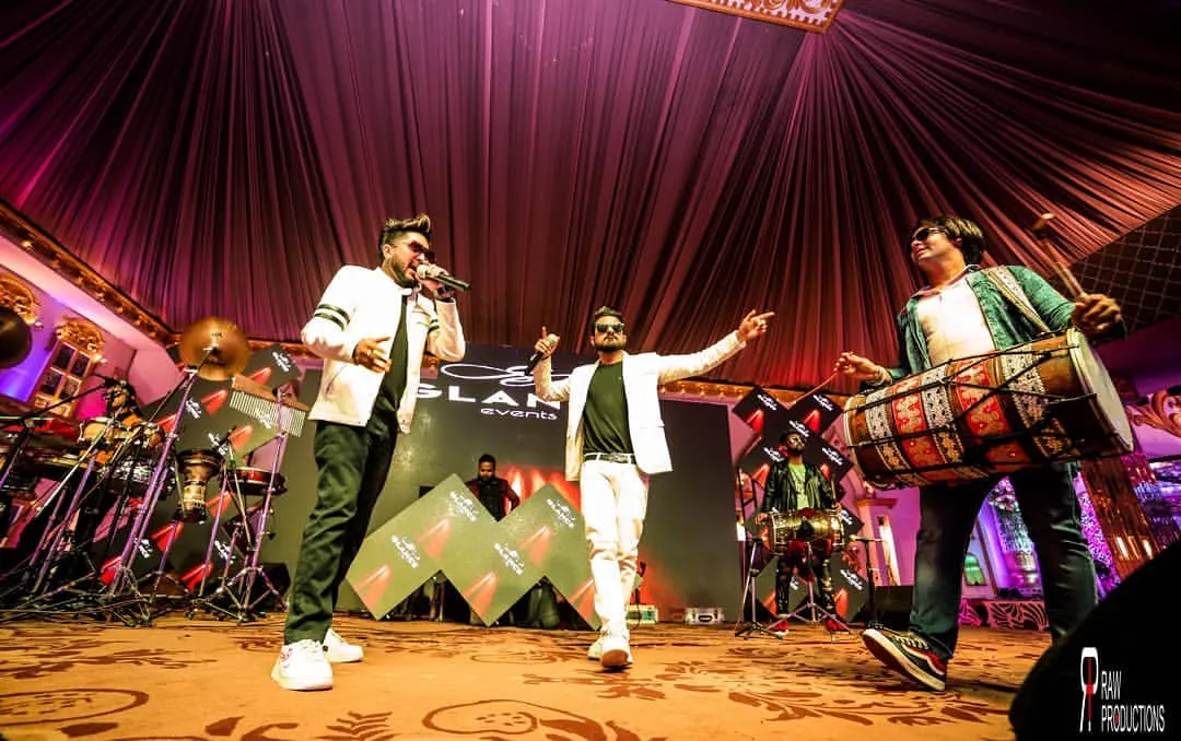 Here you can see our signature fusion in action. I’m on the decks, Ankyy is on vocals, and our dhol player is right there with us, creating that live musical jugalbandi that gets everyone involved.