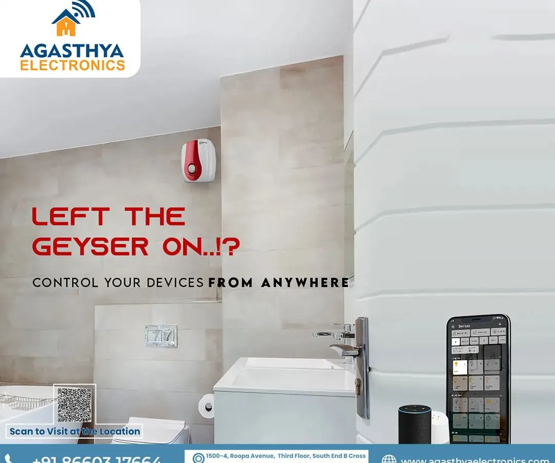 Ever left home and worried you left the geyser on? Our system solves that. This image shows how you can check and control high power appliances like geysers from anywhere, providing peace of mind and preventing energy waste.