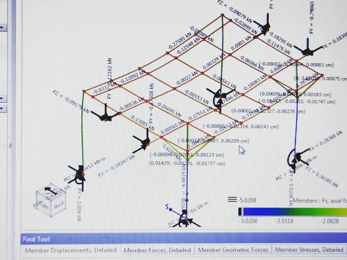 Every design we create is backed by rigorous technical analysis. This image shows a structural engineering stress analysis for a prefab steel frame, ensuring every home is not only beautiful but also safe, durable, and built to last.