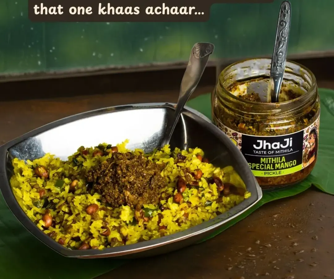 Some memories are tied to taste, like rainy days with a plate of hot poha and that one special mango pickle. Our Mithila Special Mango pickle is made to bring back that exact feeling of home. It's sharp, tangy, and made with the same love you remember from your childhood kitchen.