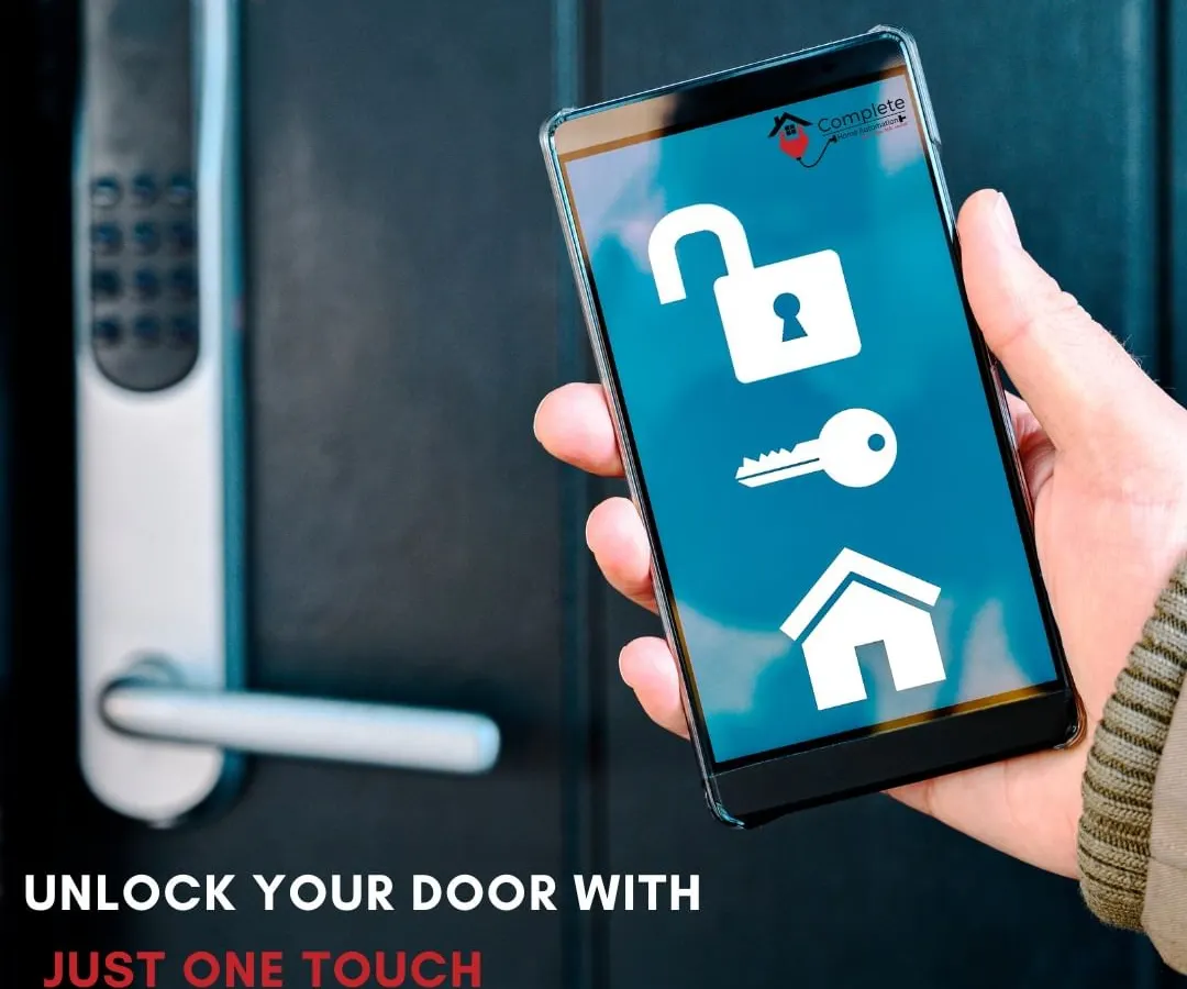 Experience true keyless convenience with our smart door locks. This image shows how you can unlock your door with a single touch on your phone, providing secure and easy access for you and your family.
