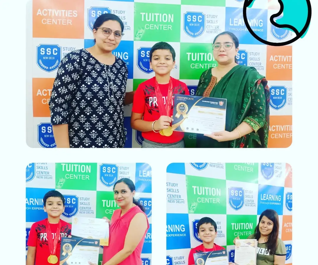We celebrate every student's success. Here is one of our bright students from Class 5, who secured a top rank and a gold medal in the International General Knowledge and Maths Olympiads. Our targeted coaching helps students excel in competitive exams.