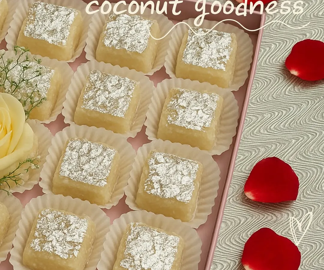 Our Nariyal ki Chakki is a classic for a reason. Each piece is made from fresh coconut and has a melt-in-your-mouth texture, finished with delicate silver varq. It’s a perfect sweet for gifting or just to treat yourself.