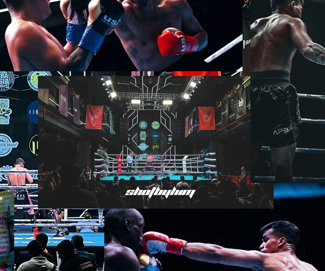 I bring you the full view of the arena. This collage shows the scale of the event, the intensity of the in-ring exchanges, and the power of a perfectly landed punch. It's the entire drama in one frame.
