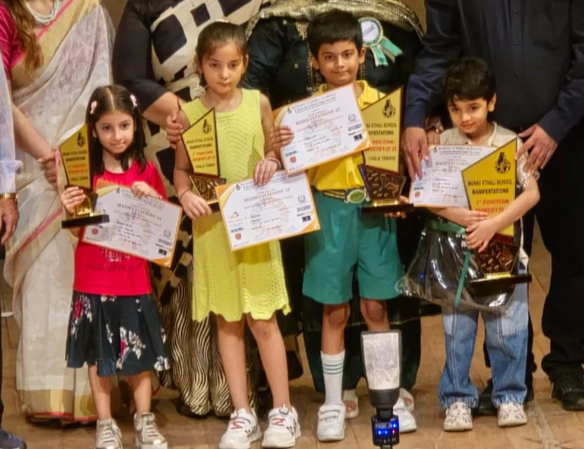 Nothing makes me prouder than seeing my students on the podium. This is our winning group from the Manav Sthali School tournament, proudly showing off their well-earned trophies and certificates. We build champions from a young age.