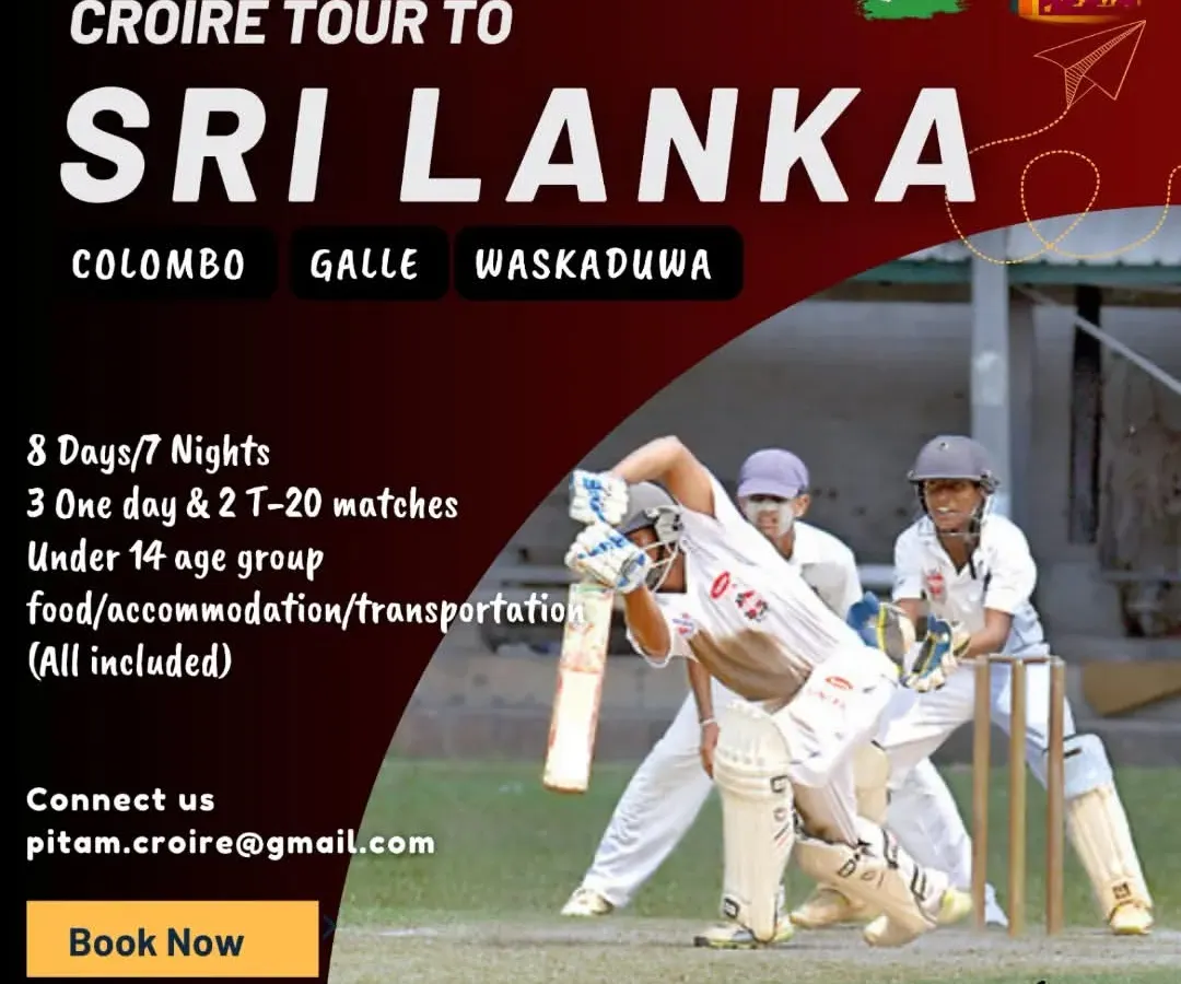 We believe real growth happens when you play in new conditions. This is an example of our U-14 international cricket tour to Sri Lanka, where we handle everything from matches to accommodation.