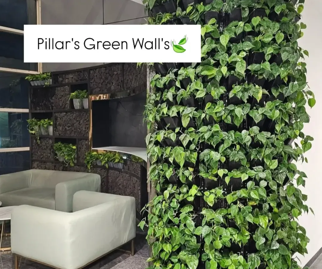 Structural pillars in an office don't have to be boring. We designed and installed this unique pillar green wall, turning a functional element into a living, breathing feature that enhances the entire workspace.