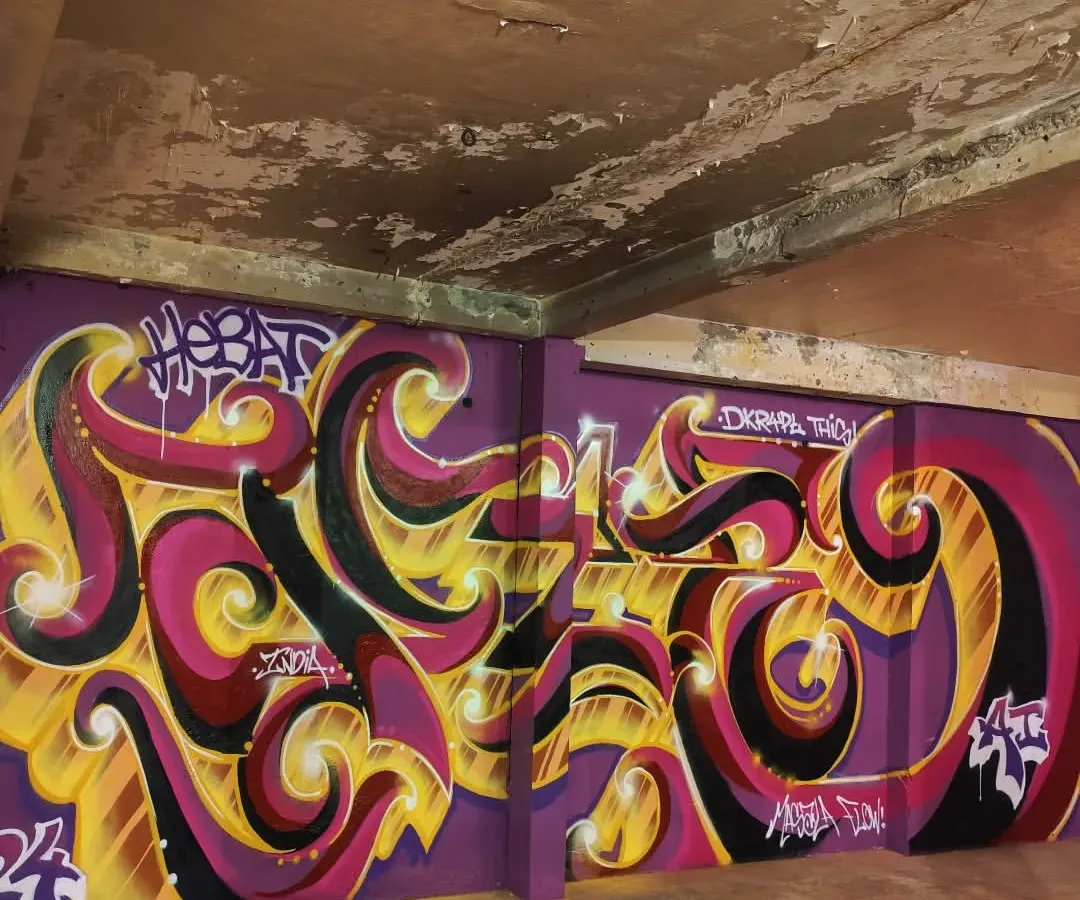 This is my Masala Flow. I mix classic graffiti with Indian flavor, using Hindi letters to create something new. This piece, done in Malaysia, shows how I bring my roots to walls across the world.