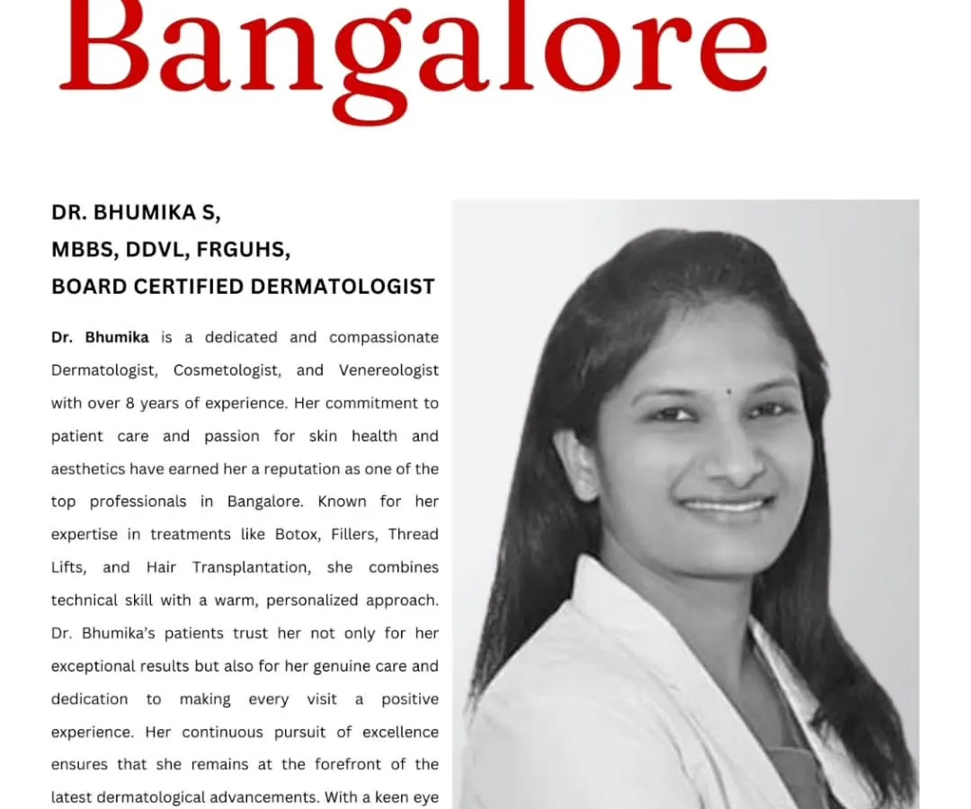 I was honored to be featured as a "Pride of Bangalore" for my work in dermatology. This recognition reflects my dedication to providing genuine, patient-focused care and achieving results that help you feel confident in your own skin.