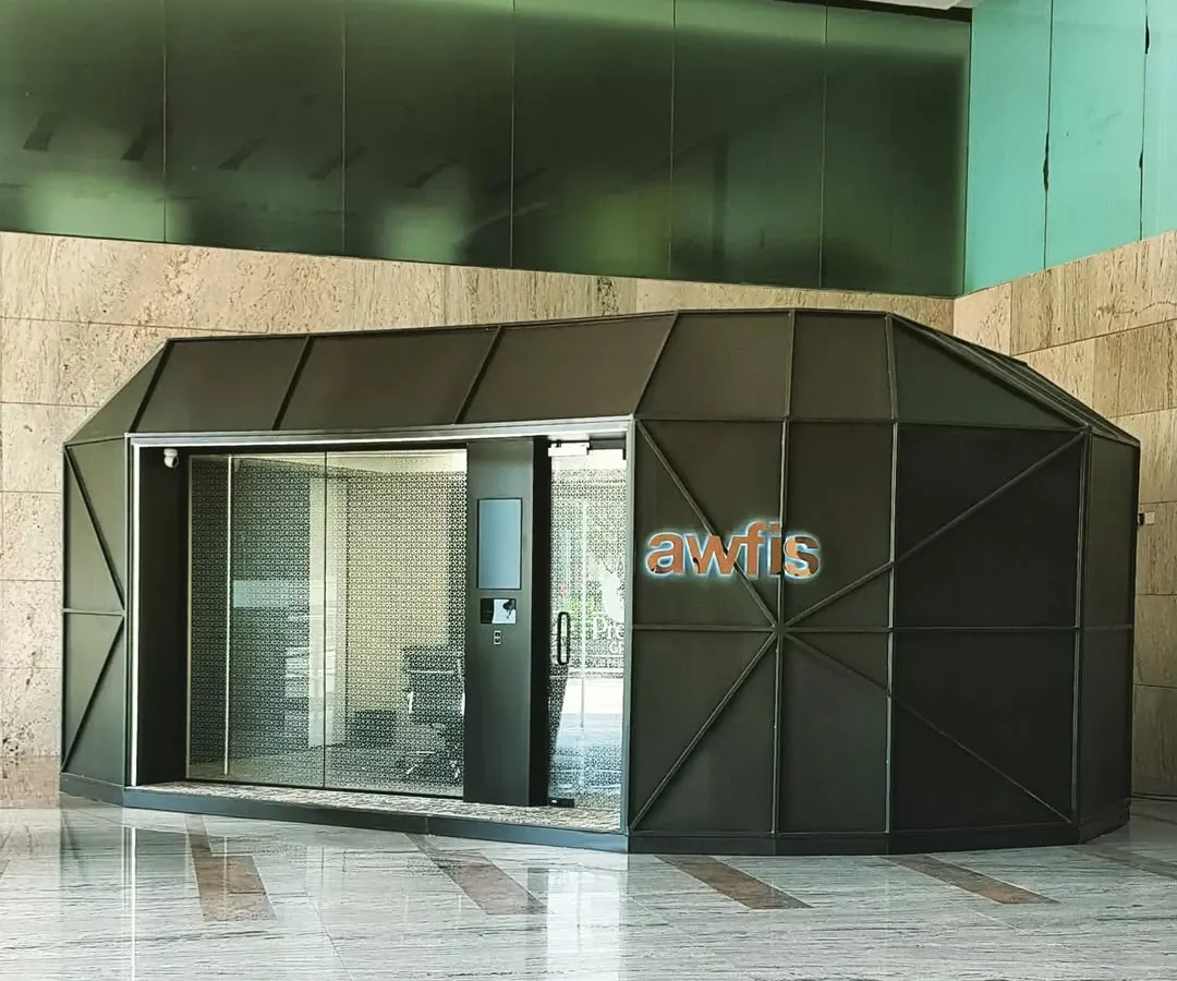 This is a smart meeting pod I helped create for Awfis co-working spaces. It's a self-contained, fully automated environment designed to reduce electricity consumption by only powering on when booked.