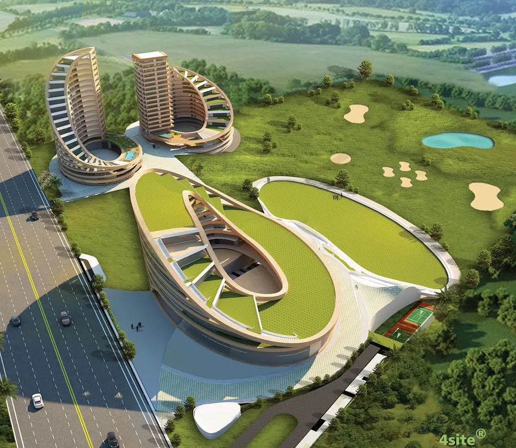 This render showcases my vision for the Urban Centre for Excellence in Telangana. The design is based on a "pool of ideas and loop of feedback" concept, creating a dynamic space for research and innovation with green roofs and interconnected, futuristic forms.