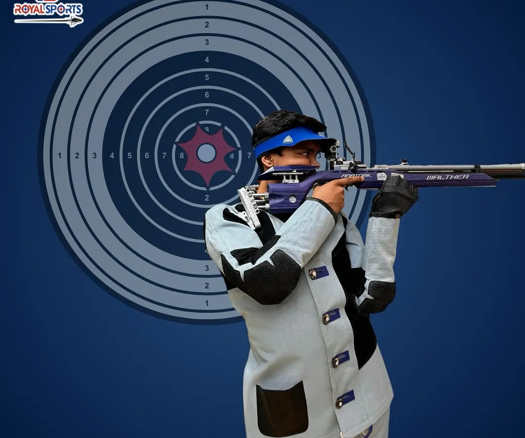 The art of precision is a journey of focus. Here, one of our rifle shooters demonstrates the concentration and steady form we cultivate, aiming for a perfect score on the target.