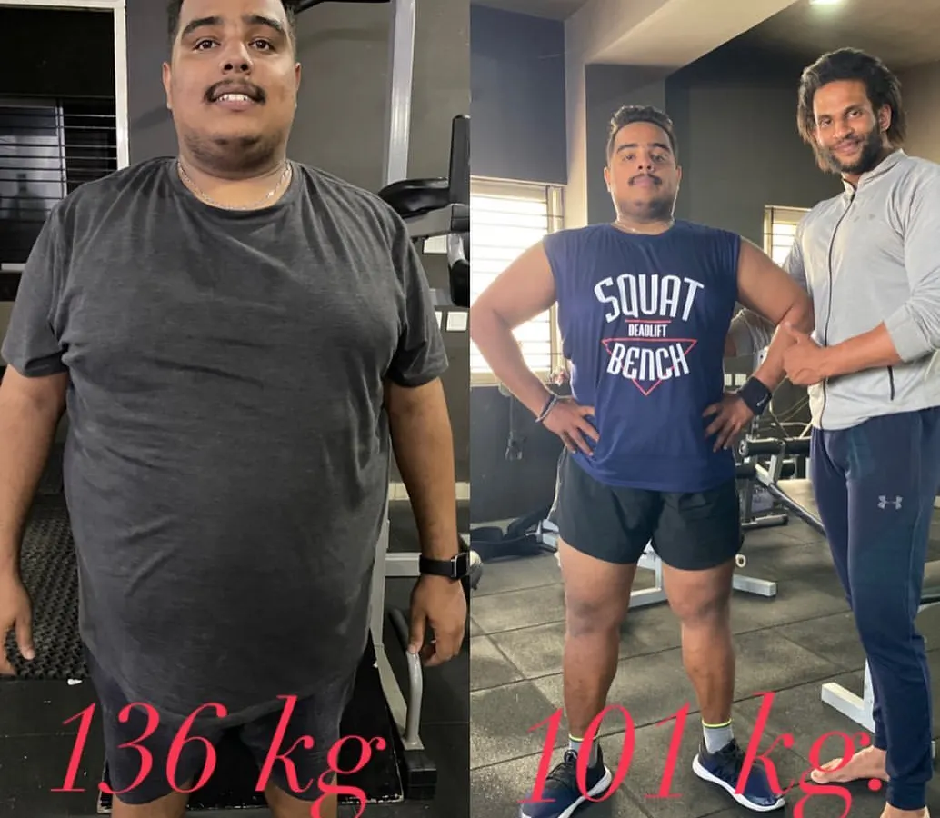 This is what a 35 kg weight loss looks like. We started at 136 kg and brought him down to 101 kg in 8 months. He didn't just lose fat, he gained strength, flexibility, and a new life. We still have more to go.