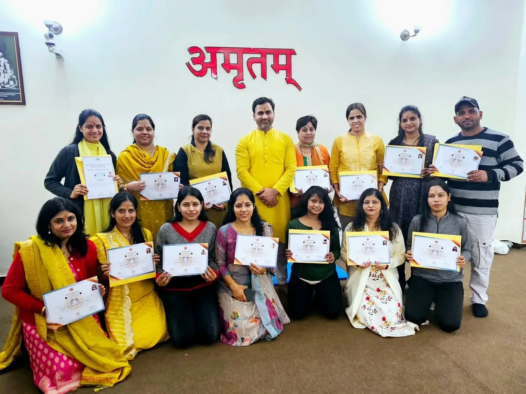 A moment of pride and accomplishment for our recent batch of graduates. They have successfully completed their intensive training and are now ready to share the path of yoga with others.