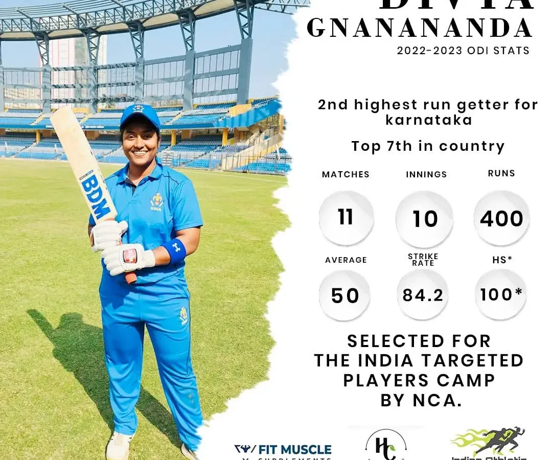 The results speak for themselves. This is a snapshot of our athlete Divya Gnanananda's incredible ODI stats, which earned her a spot in the NCA's India Targeted Players Camp. We train athletes to perform at the highest level.