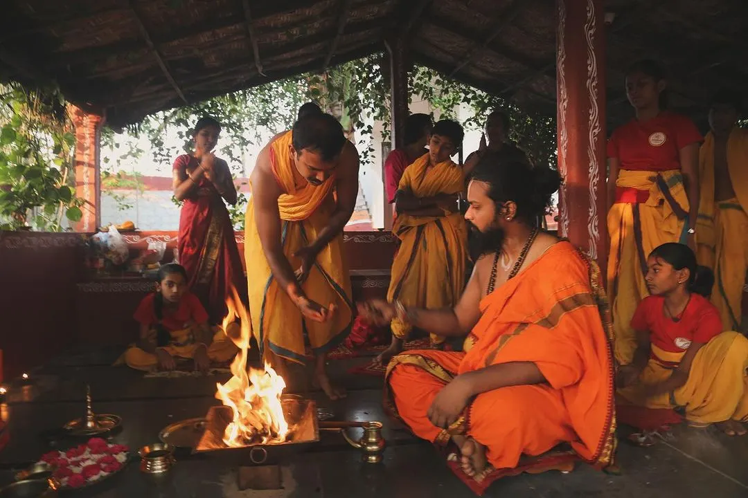 We gather around the sacred fire, not just as students, but as a family bound by tradition. This Havan ceremony is a vital part of our retreat, purifying our intentions and honoring the divine energy that guides our practice.