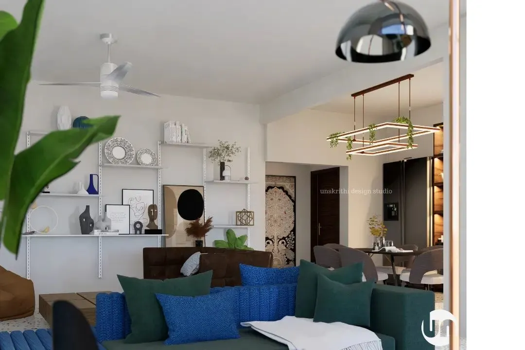 A living room should feel alive. For this renovation, we preserved the room's generous size but injected personality with bold colors and custom shelving. The result is an open, sophisticated space that encourages family connection and showcases their unique collection of art and heirlooms.