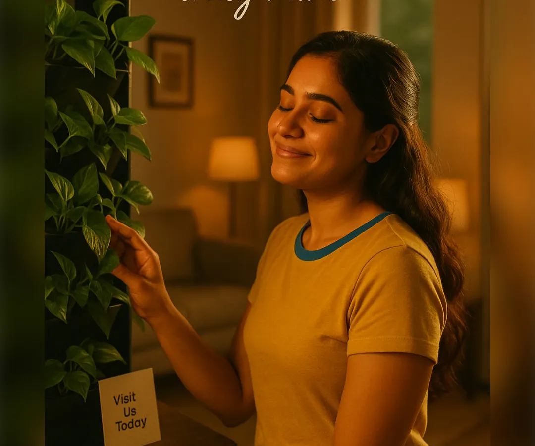 Bringing the garden indoors is one of my passions. Here, a client enjoys her new vertical living wall, a feature that adds a burst of life and fresh air to the room without taking up any floor space. It's a living piece of art that transforms the entire feel of a home.