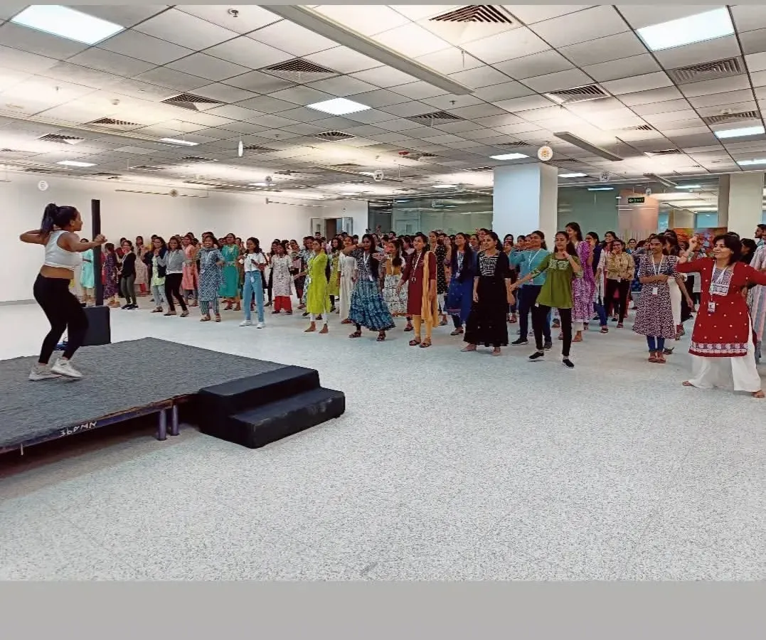 Taking the stage for a corporate wellness session at Optum. I love transforming an office space into a dance floor, giving employees a chance to de-stress, connect, and re-energize their day with an interactive dance fitness routine.