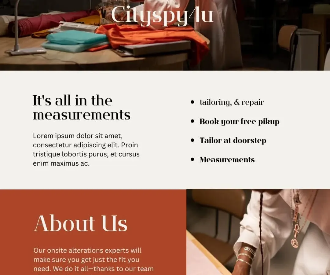 My entire service is built around convenience, which is why I am a tailor at your doorstep. This graphic explains my process, from taking measurements to performing expert tailoring and repairs, all at your location.