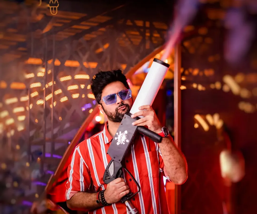 Bringing the big guns for a big party. Whether it's a wedding sangeet or a club night, I make sure the production matches the energy. Firing up the CO2 gun is just one way we create total mayhem on the dance floor.