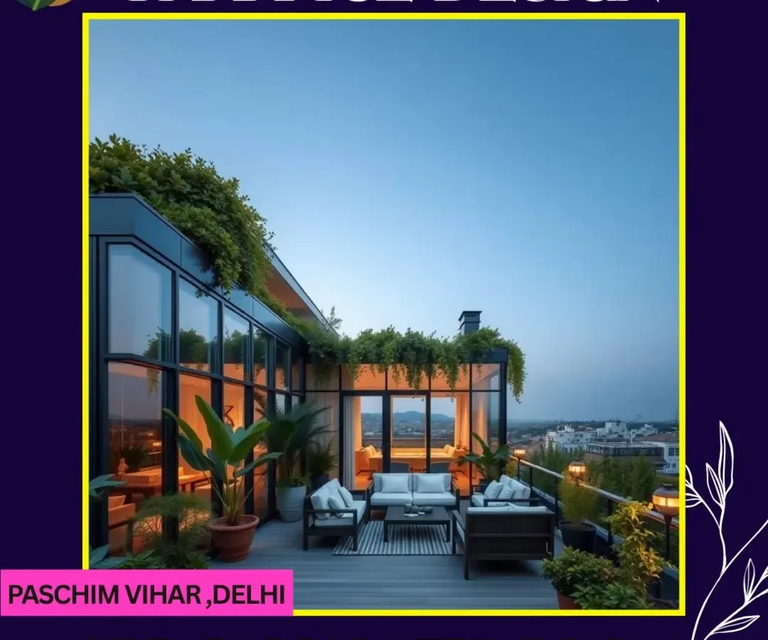 We elevate urban living by adding stunning prefabricated rooms to terraces, creating a seamless indoor-outdoor experience. This design in Paschim Vihar is a perfect blend of modern architecture, lush greenery, and luxurious comfort.