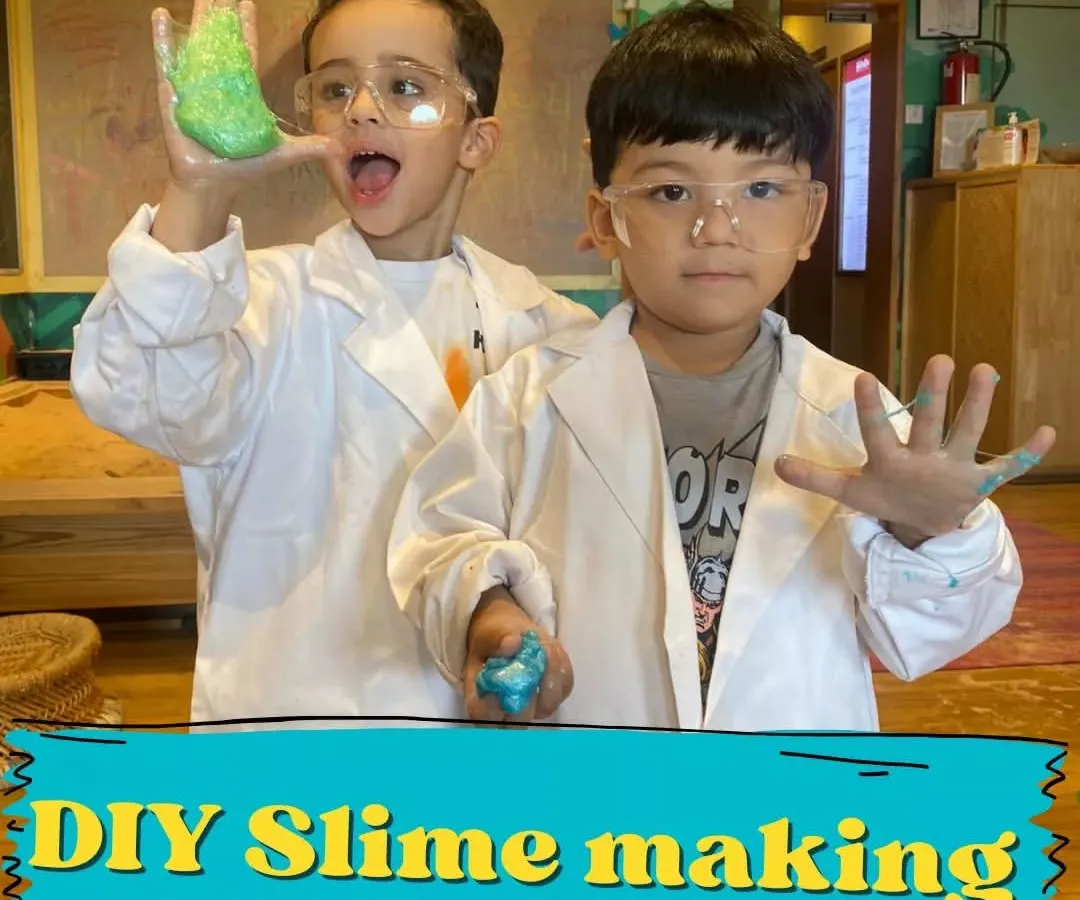Welcome to the Mad Science Lab! These two budding scientists are having a blast with our DIY slime-making experiment. It's messy, it's fun, and it's a fantastic introduction to basic chemistry concepts.