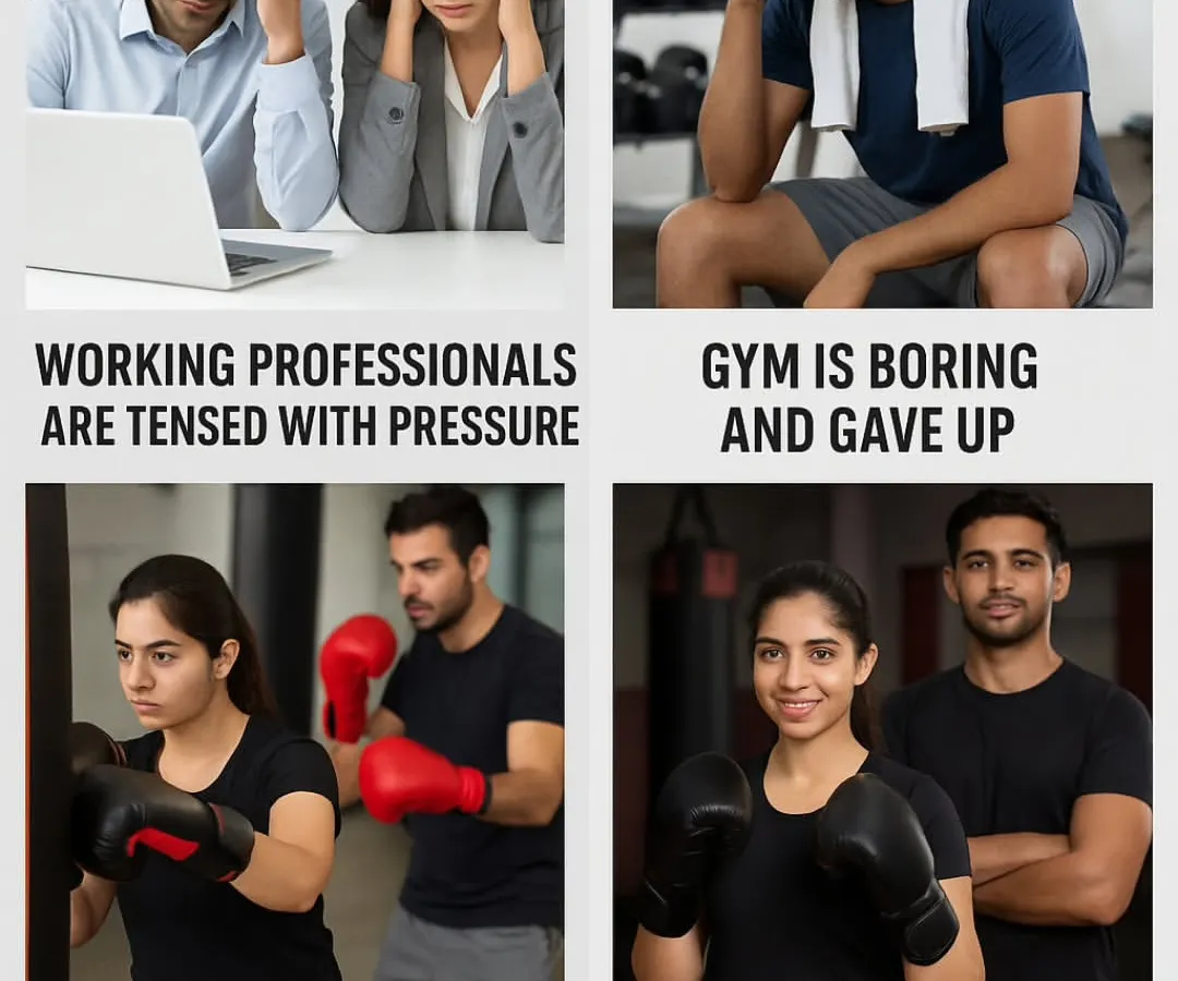 Are you a working professional feeling tired and stressed? Boxing is the best stress buster. It builds confidence, fitness, and mental toughness that you can take from the ring back to your work life.