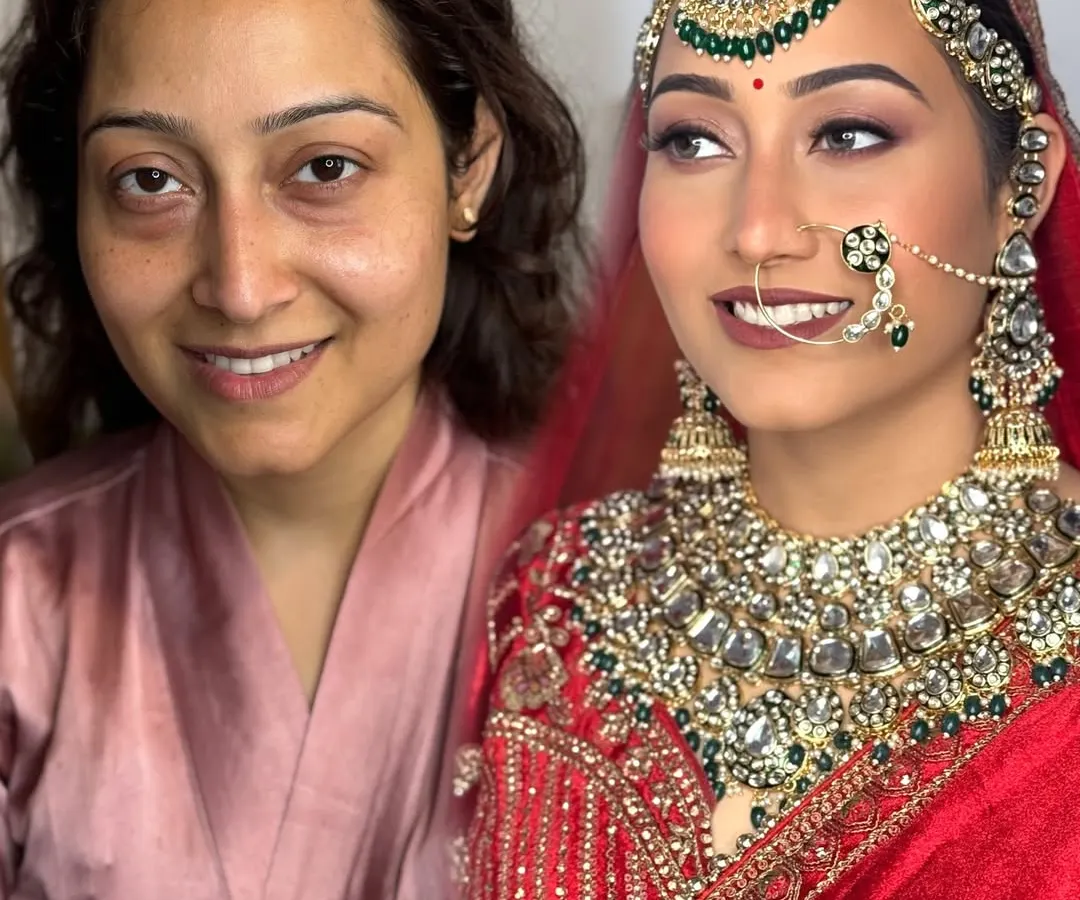 The journey from natural beauty to bridal royalty. This before and after shows the power of technique, not just products. I focus on enhancing your features with a flawless, long-lasting base and perfectly defined eyes to create a look that is both stunning and timeless.