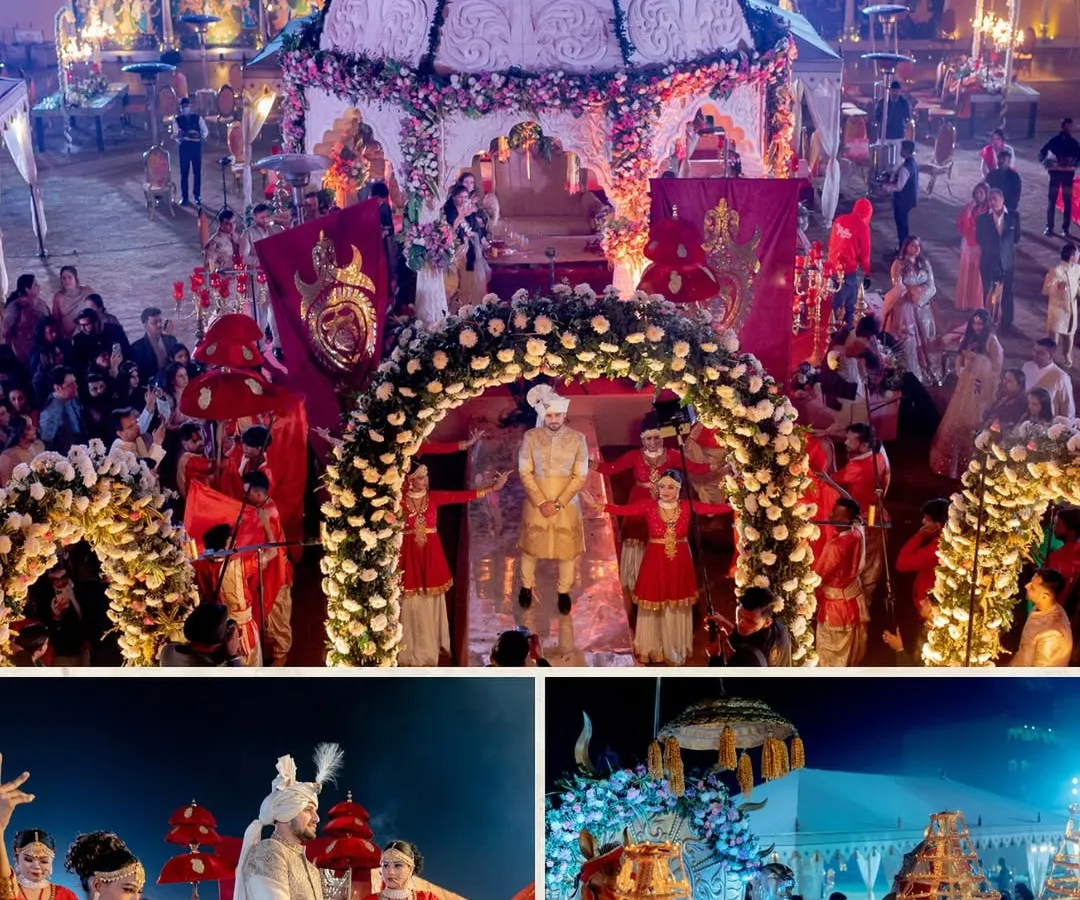 When the wedding is in a Jaipur palace, the entry has to be nothing short of royal. I love creating these grand, unforgettable moments that make everyone feel like they've stepped onto a movie set.