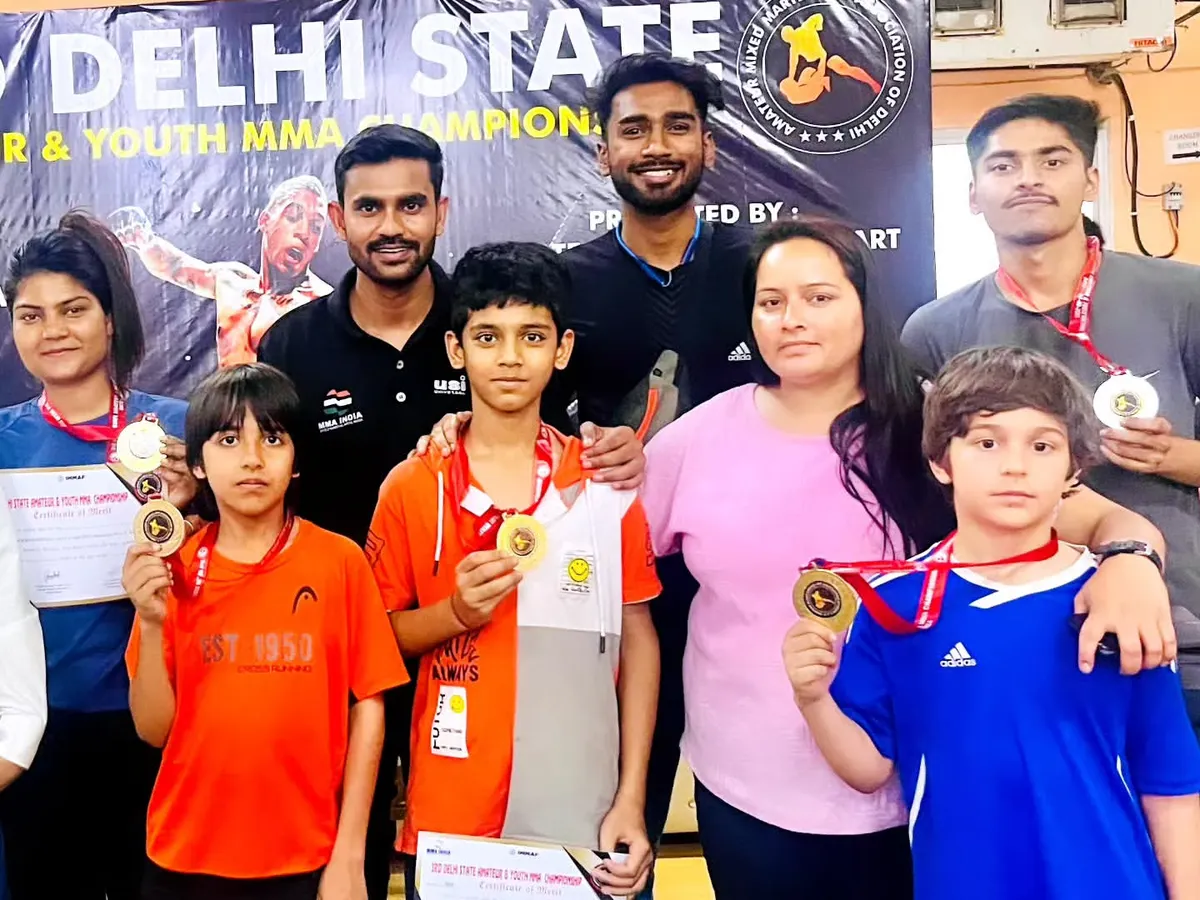 This is what hard work looks like. Our young warriors from the Combat MMA Club are showing off their medals after the Delhi State MMA Championship. We don't just teach them to fight; we teach them how to win with pride.