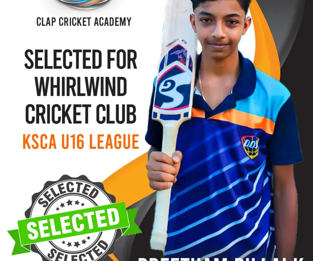 We are incredibly proud of our student, Preetham Pillai K, on his selection for the KSCA Under-16 League. This is a testament to his hard work and the high-level training we provide to help our players reach competitive levels.
