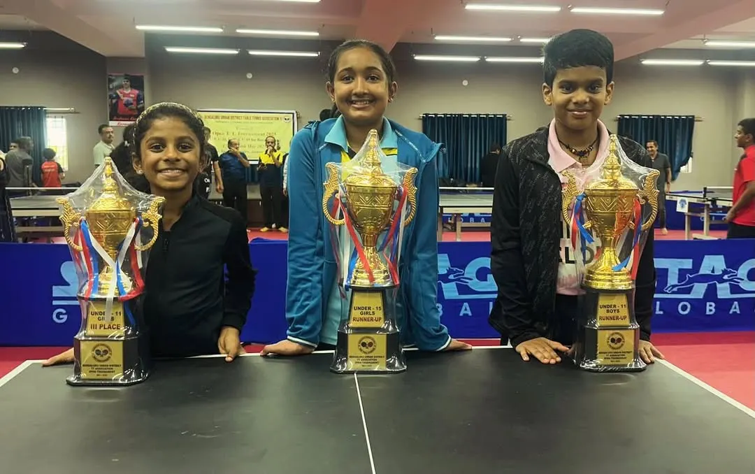 The results of dedicated training speak for themselves. We are proud to celebrate the achievements of our young paddlers, Raashi, Sharvil, and Sanvikka, showcasing their trophies after securing top positions in a recent tournament.