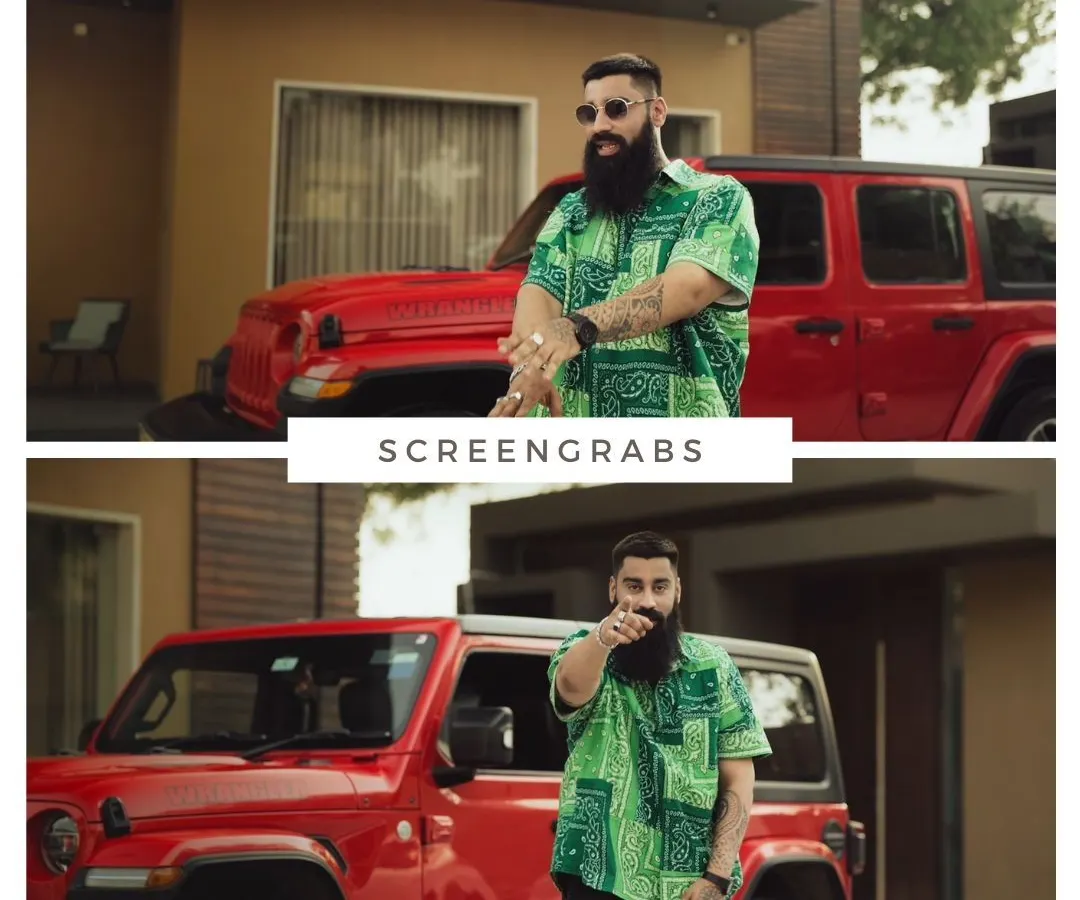 A dynamic shot from the 'NEW DAY' music video, featuring artist Sailor Ji with a vibrant red Jeep. We used this setup to create high-energy visuals that matched the powerful beat of the track, perfect for a modern rap video.